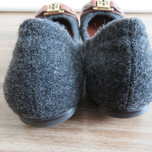 TORY BURCH Ambrose Sienna Flannel Wool Cap Toe Flats Shoes Officecore Academia - Picture 4 of 14